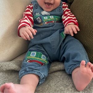 Baby Boden Train Overalls Set 6-9 months
